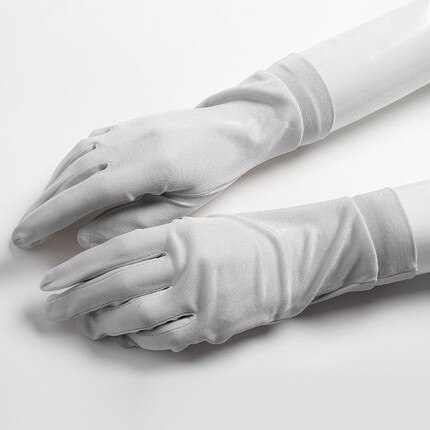 100% Natuurlijke Moerbei Zijde Handschoenen Vrouwelijke Zomer Dunne Uv Zonnebrandcrème Ademend Slaap Hydraterende Kant Bloemen Rijden Wanten M49: Light Gray