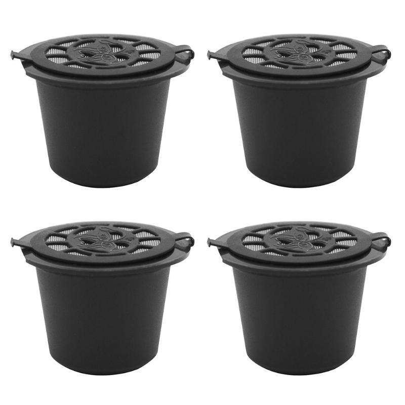 4 stks/set Herbruikbare Koffie Capsule Filter Shell voor Nespresso Machine Cup Hervulbare Koffie Druppelaar Thee Manden Herbruikbare: Black