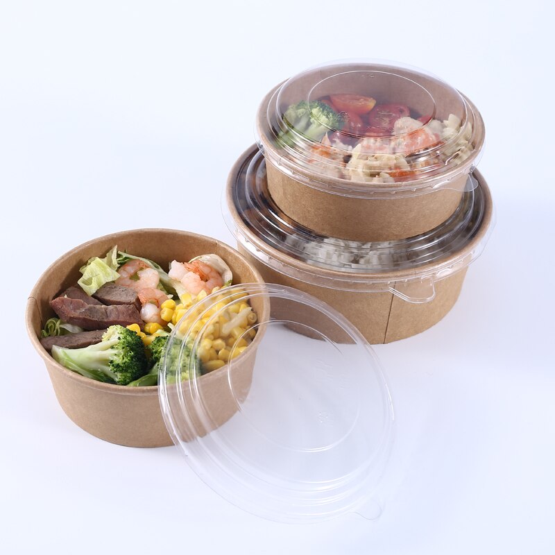 Cuenco de papel desechable de gran tamaño para ensalada de frutas, paquete de comida rápida, almacenamiento de comida para llevar, paquete de cumpleaños para exteriores, 50 unids/paquete