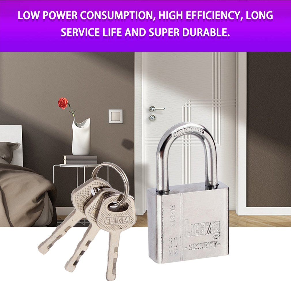 3 Keys Durable Use Heavy Duty High Security Solid Lock Door Gate Box Safety Stainless Steel Padlock