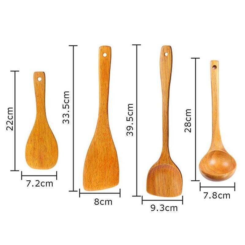 1pc köksredskap köksredskap non-stick hand wok spade långt handtag trä matlagning ris spatel skopa köksredskap tillgång