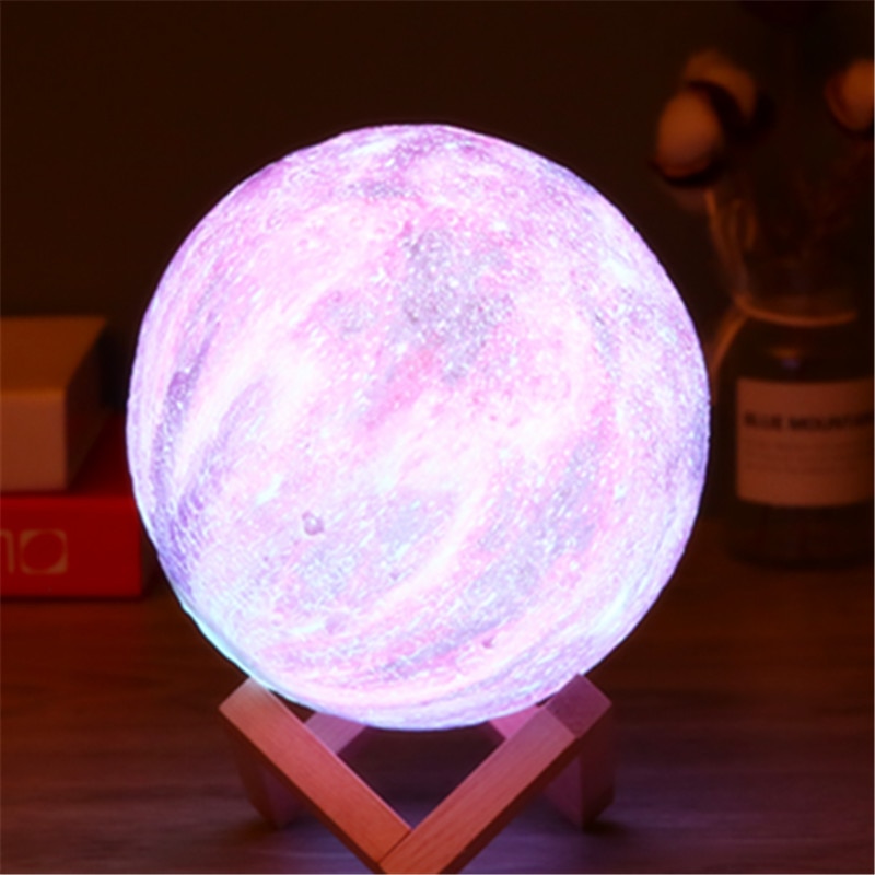 16-Kleur 3D Afdrukken Ster En Maan Lamp Kleurrijke Verandering Tactile Decorateur Usb Led Nachtlampje Galaxy lamp