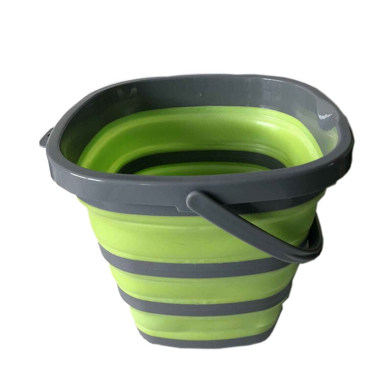 Cubo plegable de silicona para pesca, cubo cuadrado de 10L para lavado de coches, baño, cocina, campamento