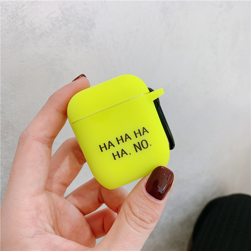 Fluorescent color Simple letter For Airpods Case Cute cartoon Bluetooth Earphone Protective Cover For Airpod 2 soft case: style 7