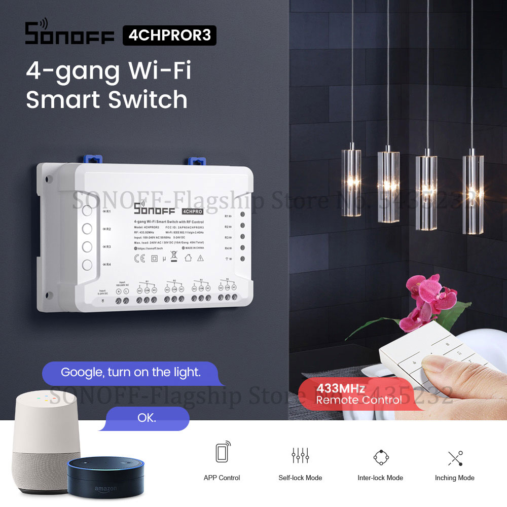 Itead SONOFF 4CH PRO R3 Wifi 4 Gang Light Timer Switch 433Mhz Smart Home Switch modulo relè telecomando Wireless a 4 canali