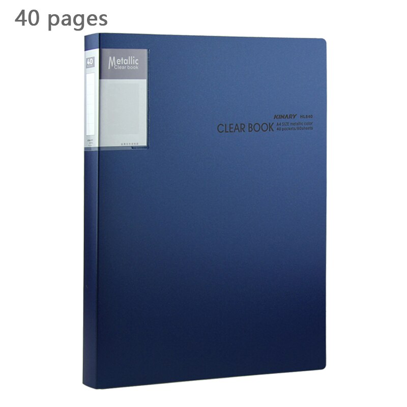 Business Metaal Kleur Informatie Boek Map A4 Multi-layer Transparant Clip Insert Tas Bestand Boek Bestandsmap 40 Pagina 'S 60 Pagina 'S: 40 pages blue