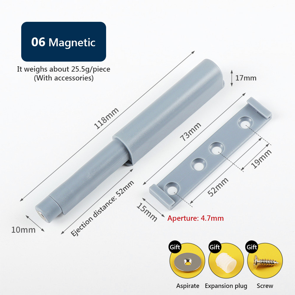 Magnetische Schrankverschlüsse, Schrankriegel zum Öffnen, Schrank, Schublade, Tür, berühren-Stopp, Dämpfer, Puffergriff, unsichtbarer, leiser Schließer: Silber