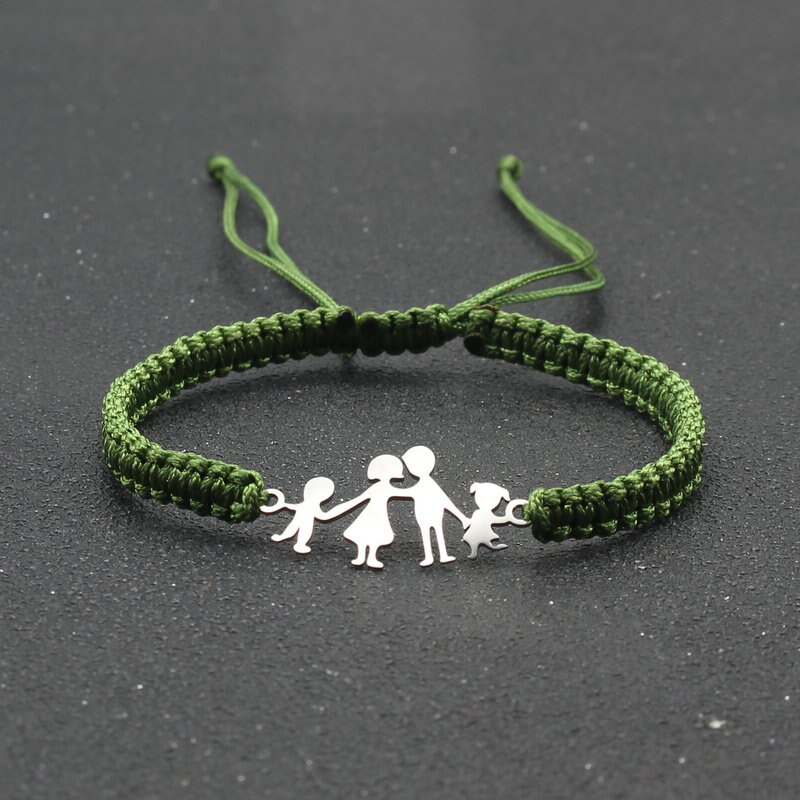 Lucky czerwony sznurek bransoletki dla rodziny tata mama córka syn pleciony ze stali nierdzewnej regulowany urok bransoletka kobiety mężczyźni biżuteria: ArmyGreen