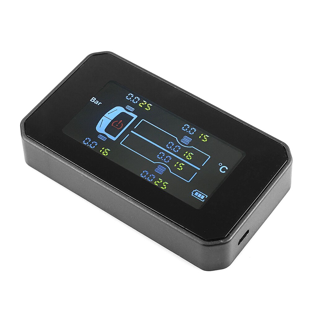 Truck TPMS Tire Pressure Monitoring System TPMS Solar Charge with 6 External Sensors Digital LCD Tyre Temperature Alarm Monitor