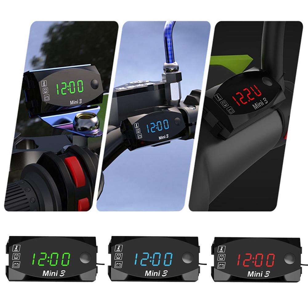 Pantalla Digital LED para motocicleta, reloj electrónico a prueba de agua, termómetro, indicador voltímetro, medidor de Panel, IP67, 6V-30V