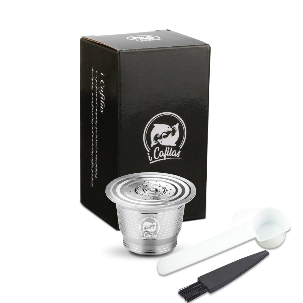 Stainless Metal Reusable For Nespresso Capsule With Press Coffee Grinds Stainless Tamper Espresso Maker Basket Coffee Tools