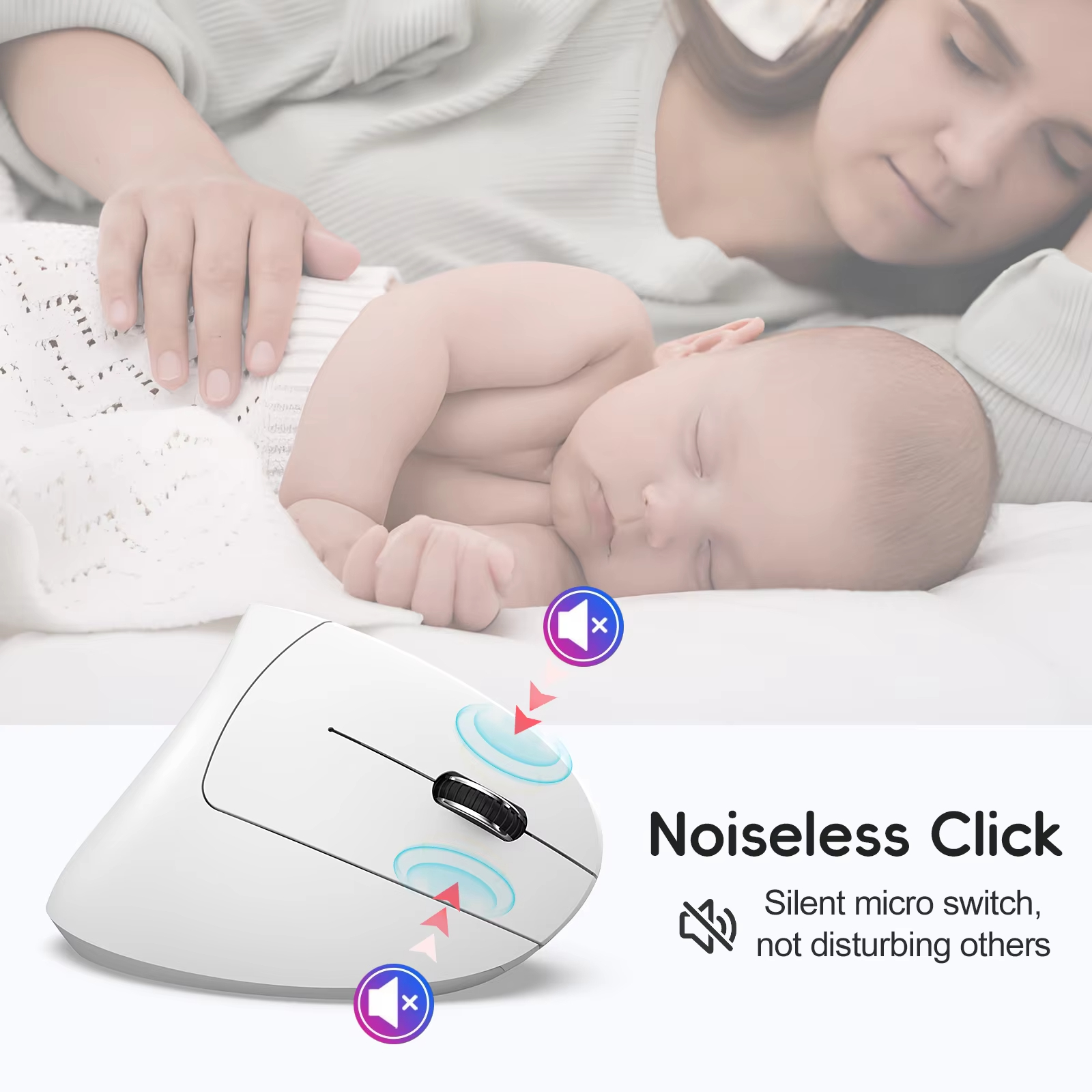 Bluetooth 5.1 Vertical Mouse Dual Mode 2.4G Wireless Mouse 600mAh Rechargeable Mice Silent Mouse 2400 DPI for Laptop Desktop