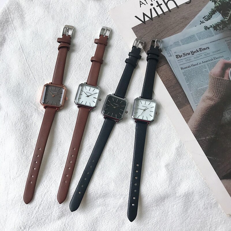 Montres en argent pour femmes, carré Vintage pour dames, Ulzzang, montre à Quartz décontractée avec bracelet en maille