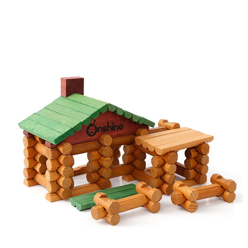 90 stk lincoln træ værelse skov log sæt samler legetøj skov gård huse model mursten blokke til børn