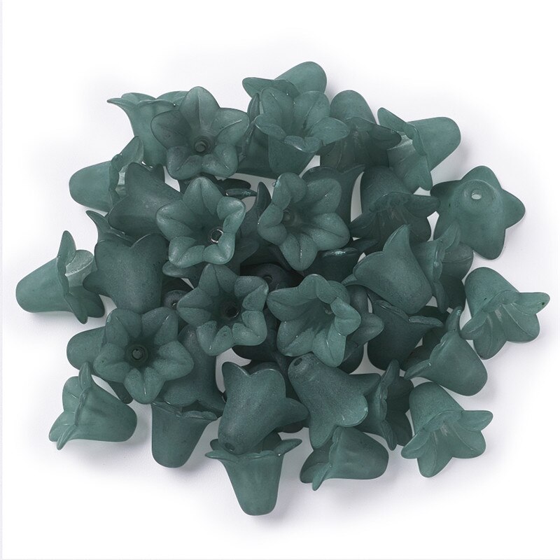 50pcs Transparent Acrylic Flower Beads Spacer Bead Cap Frosted for Jewelry Making DIY Bracelet Necklace Supplies 16x12mm: Teal