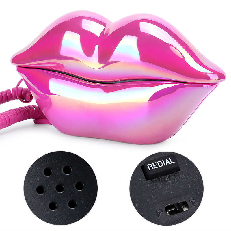 Creatieve paarse lippen telefoon, galvaniseren vaste telefoons mode desktop telefoon, ideaal voor vriend, voor thuiskantoor