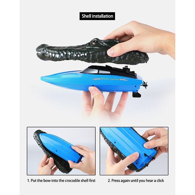 RC cocodrilo Head 2,4G Barco de Control remoto de alta velocidad g cabeza de cocodrilo de imitación agua juguetes para entretenimiento