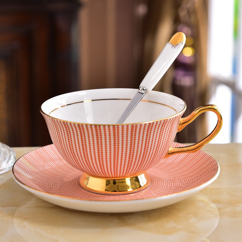 GLLead China Keramische Kopje Koffie Bone China Thee Kopjes En Schoteltjes Set Ontbijt Melk Theekopje Porselein 200 ml Drinkware