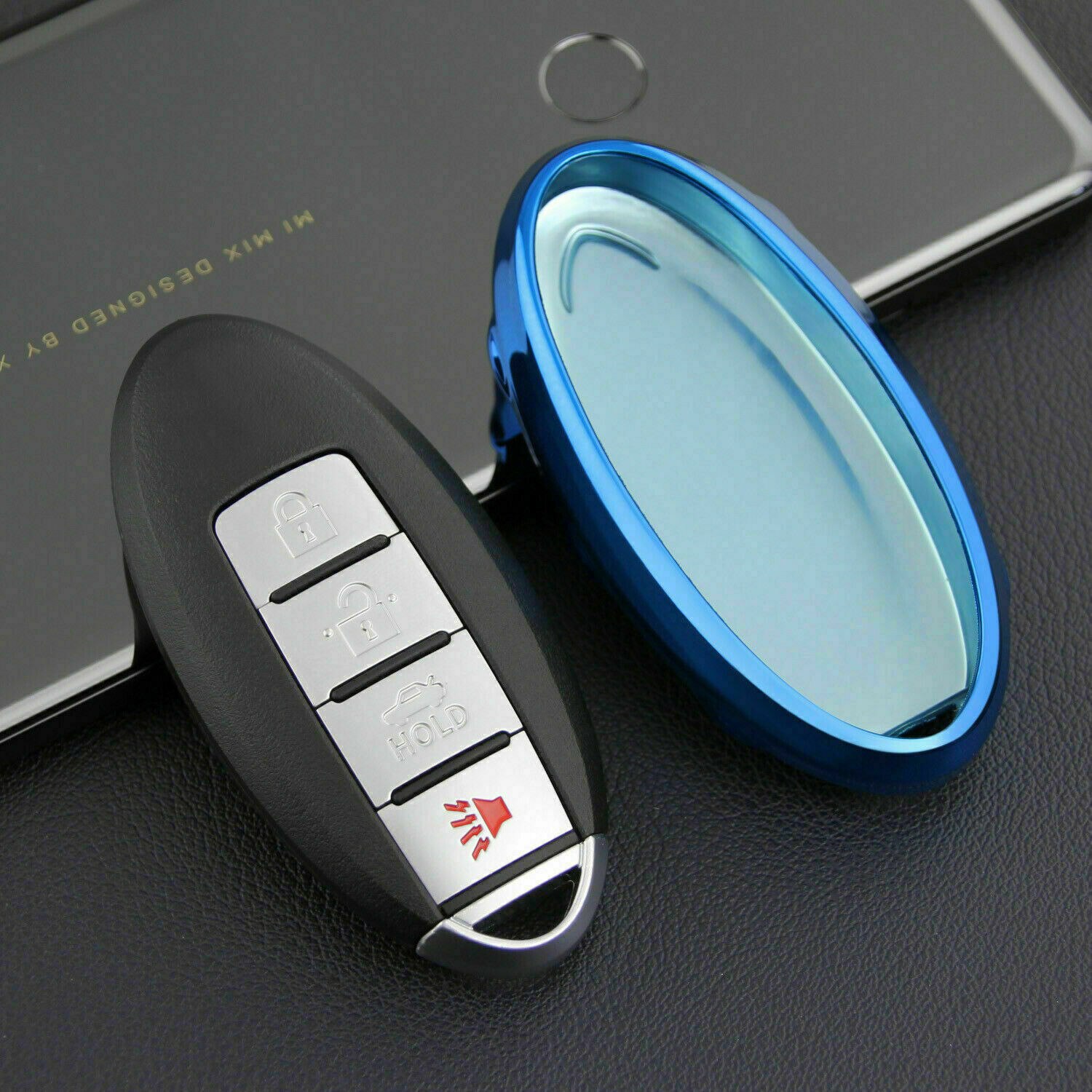 TPU Remote Car Key Case Cover Keychain Fob For Nissan-Infiniti Ring Fob Keyless Entry Smart Key Fob 4-key Key Shell