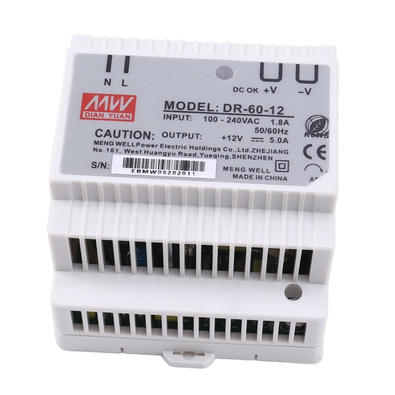 Industrial Rail Power Supply Rail Power Supply 60W Rail Switching Power Supply: 12VDC