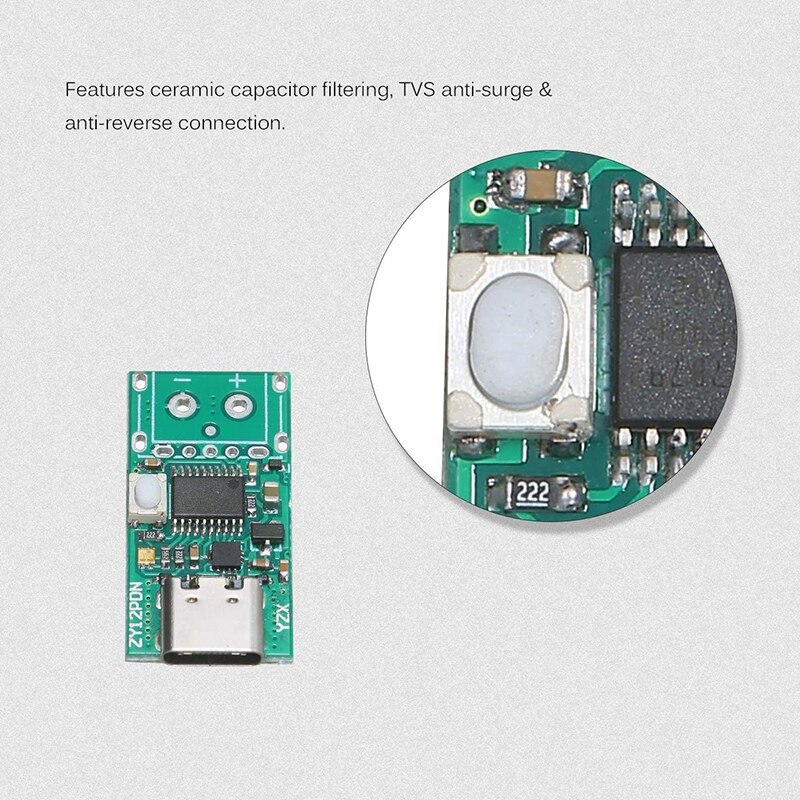 USB-C PD2.0/3.0 to DC Converter Power Supply Module Decoy Fast Charge Trigger Poll Polling Detector Tester(ZY12PDN)