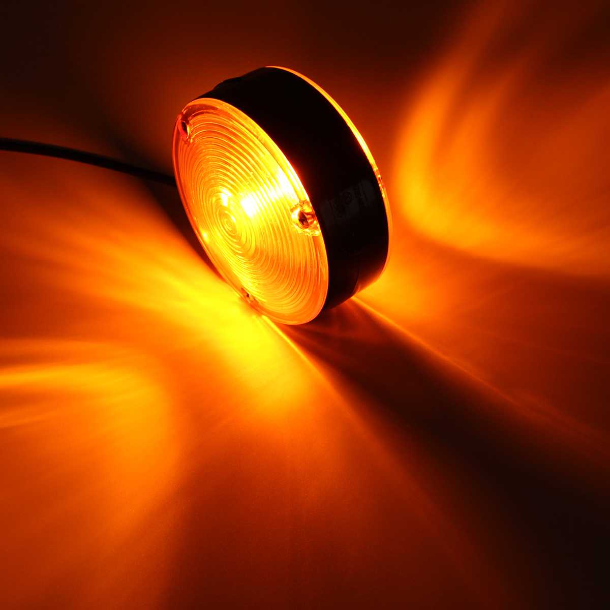 24V 10mm M10 Universal LED Clearence Indicator Side Marker Light Double Side Lamp For Truck Trailer Boat Bus Amber