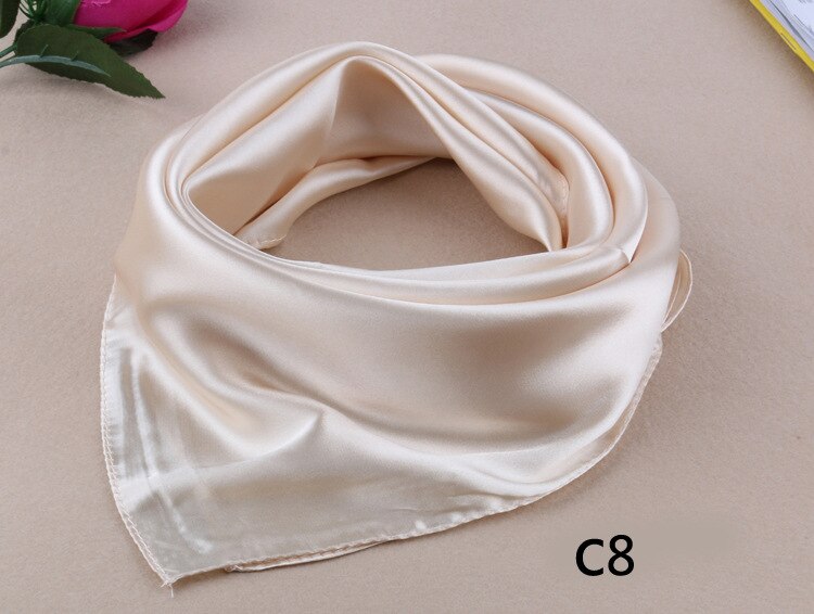 WZCX 60*60cm Frauen Einfarbig Seide Schal Frühling Herbst Neue Einfache Quadratische Schals Für Damen Weibliche schal: 08