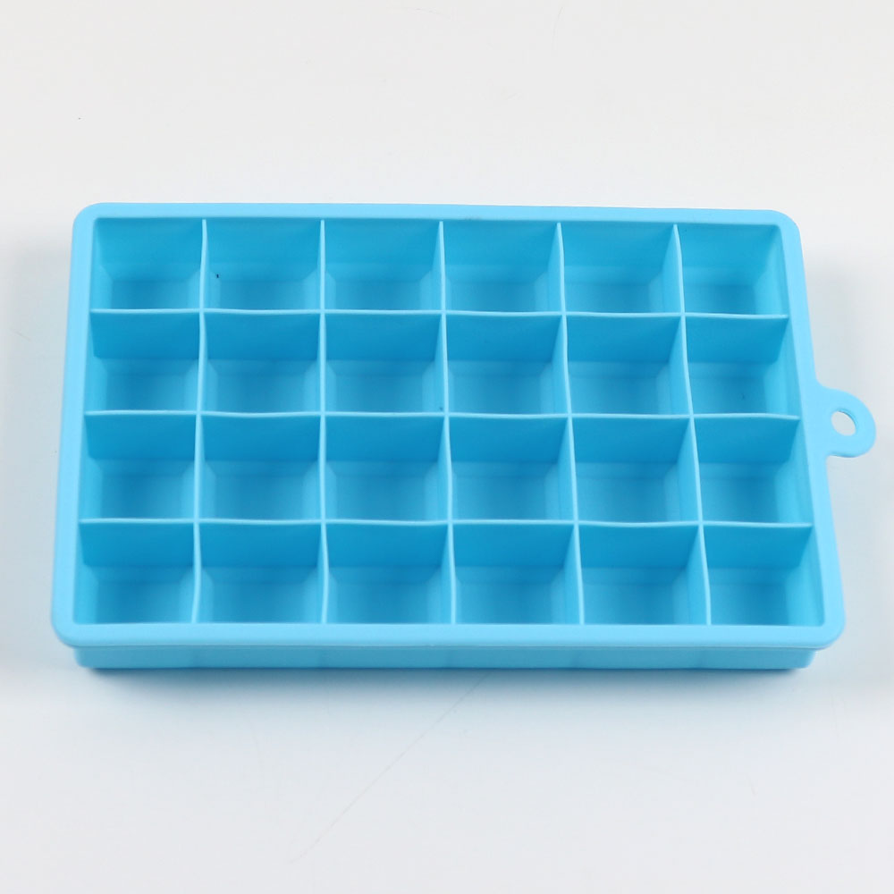 Silikonwelt Silikon-Eiswürfelform, 24 Gitter, quadratisch, mit Deckel, Tabletts, Eis, kalte Getränke, Whiskey, Cocktails, Werkzeuge, Eisform: Blau