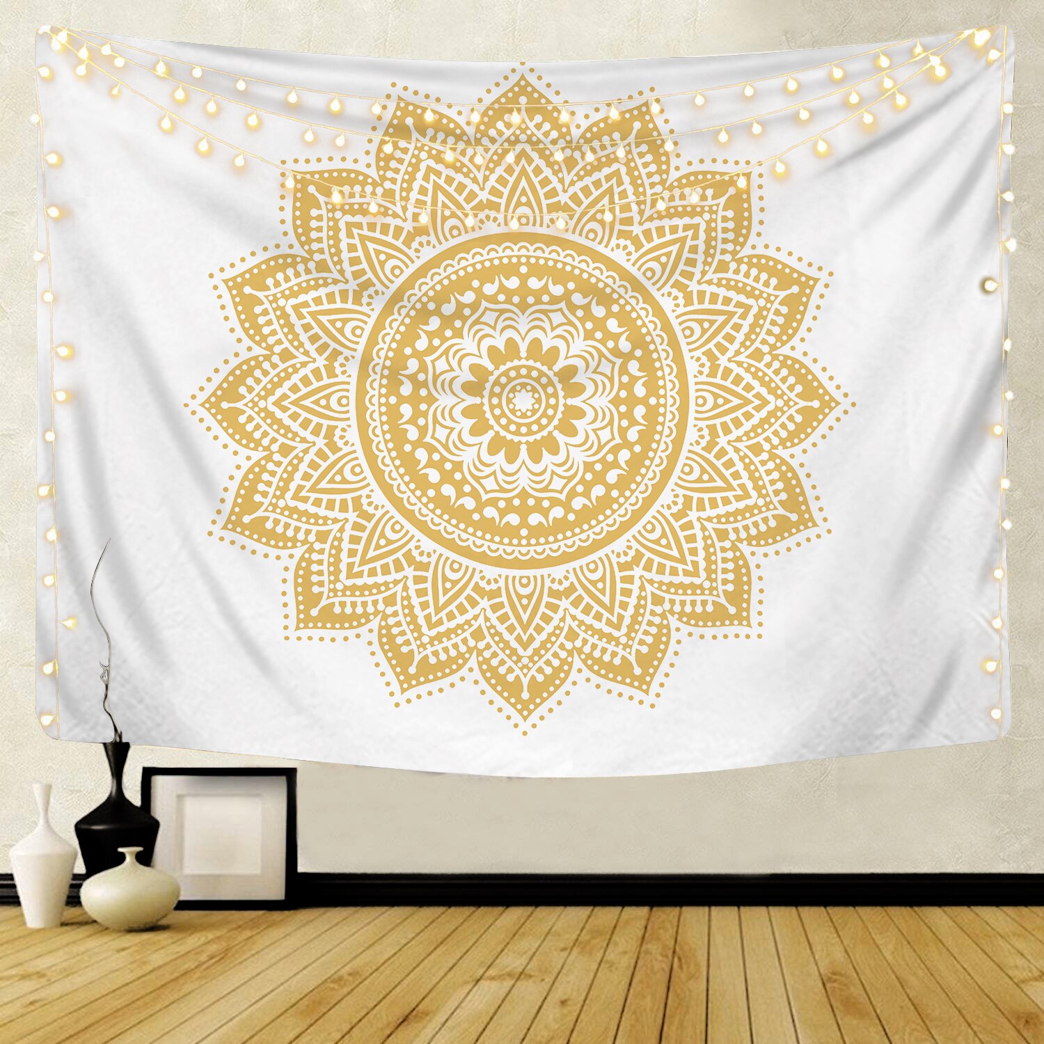 Mandala gobeläng vägghängande dekor vägg tyg gobelänger psykedelisk hippie nattmåne gobeläng vägg strand matta