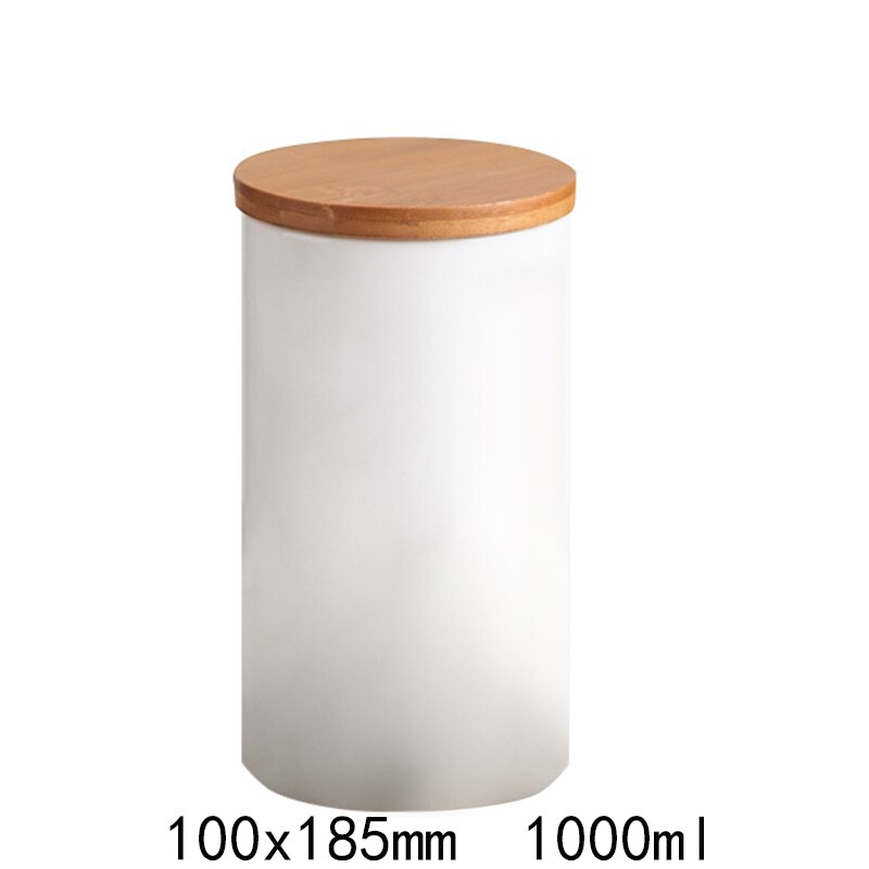Bocal de rangement avec couvercle en céramique et en bois, bouteille de rangement pour aliments, café, thé, bonbons, Pot d'assaisonnement, décoration à bureau scellé: 1000ml