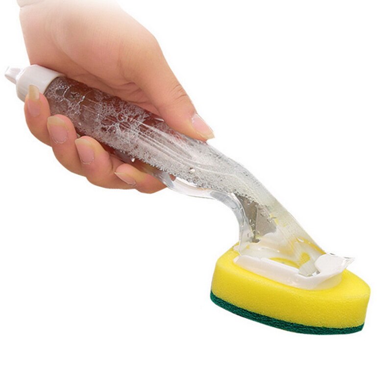Handle Sponge Magic Sponge Washer Brush Head Kitchen Cleaning Brush Replacement Head Sponge Dish Wash Scrubber Sponge