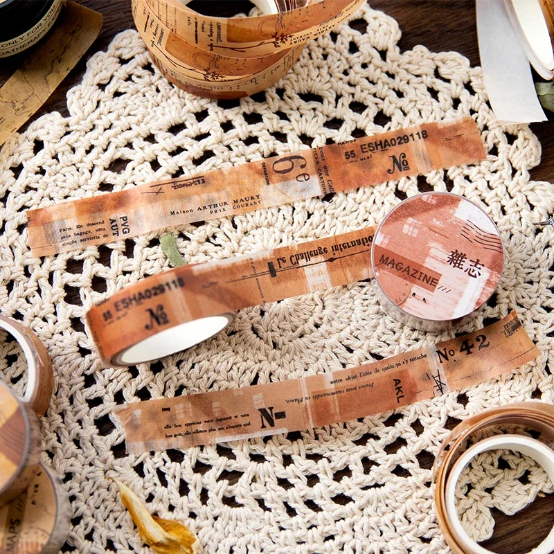 15mm*2m vintage washi-papirtapes retro gammelt papir dekorativt klæbebånd gør-det-selv scrapbooking klistermærke etiket brevpapir