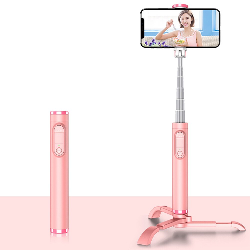 Bâton Selfie rotatif | Support de télécommande Bluetooth pour téléphone avec trépied, support Portable pour téléphone, appareil photo pour téléphone: Pink