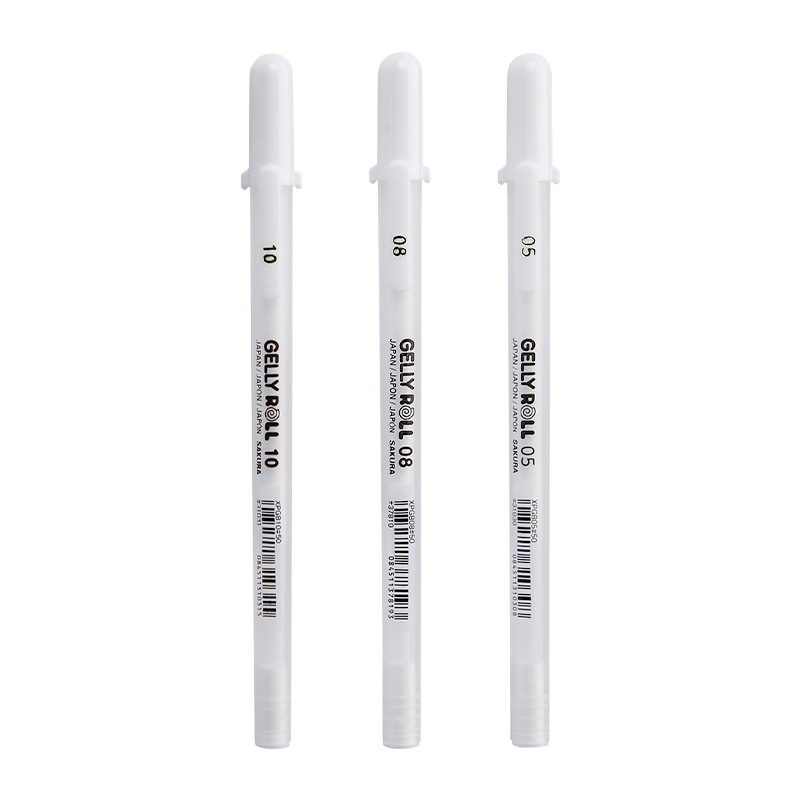Sakura gelly roll gel pen hvid farve 0.5mm 0.8mm 1.0mm høj lys marke pen sort pap kunst maleri pen hvid linje penne