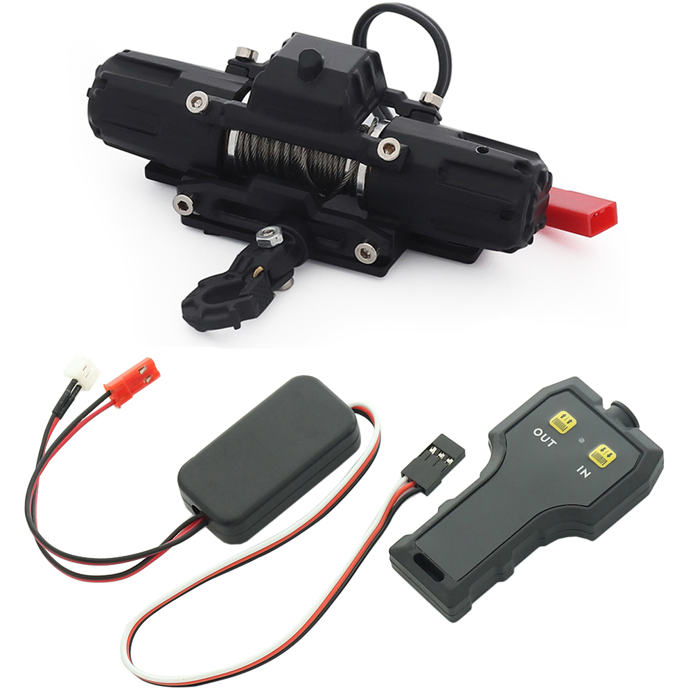 Cabrestante eléctrico de Metal para coche teledirigido, sistema de control remoto inalámbrico para 1/8, 1/10, TRX4, Axial, SCX10, D90, CC01, AXI03007