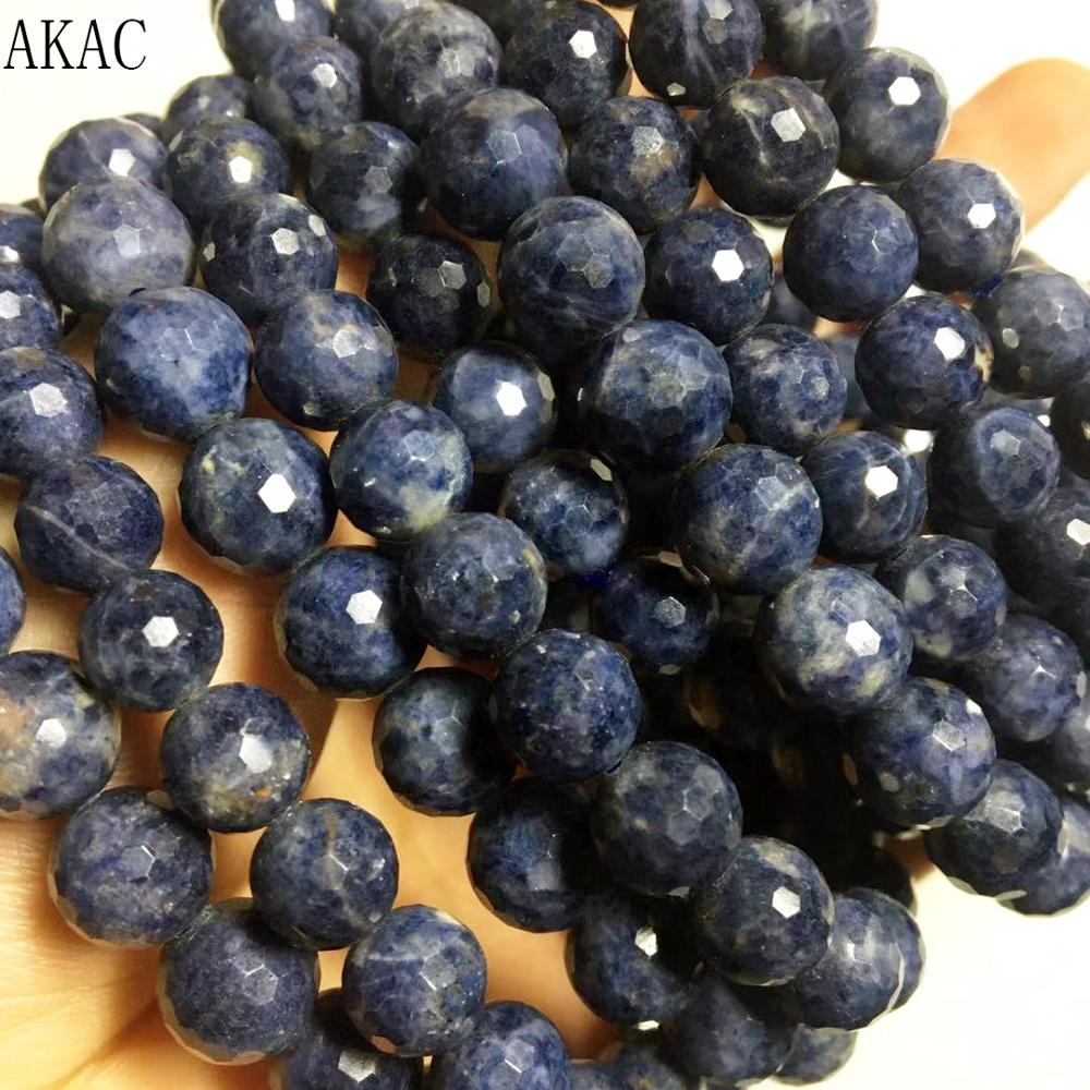 AKAC 8-12mm natürliche faceted blue sapphire armband edelstein für frauen männer armband