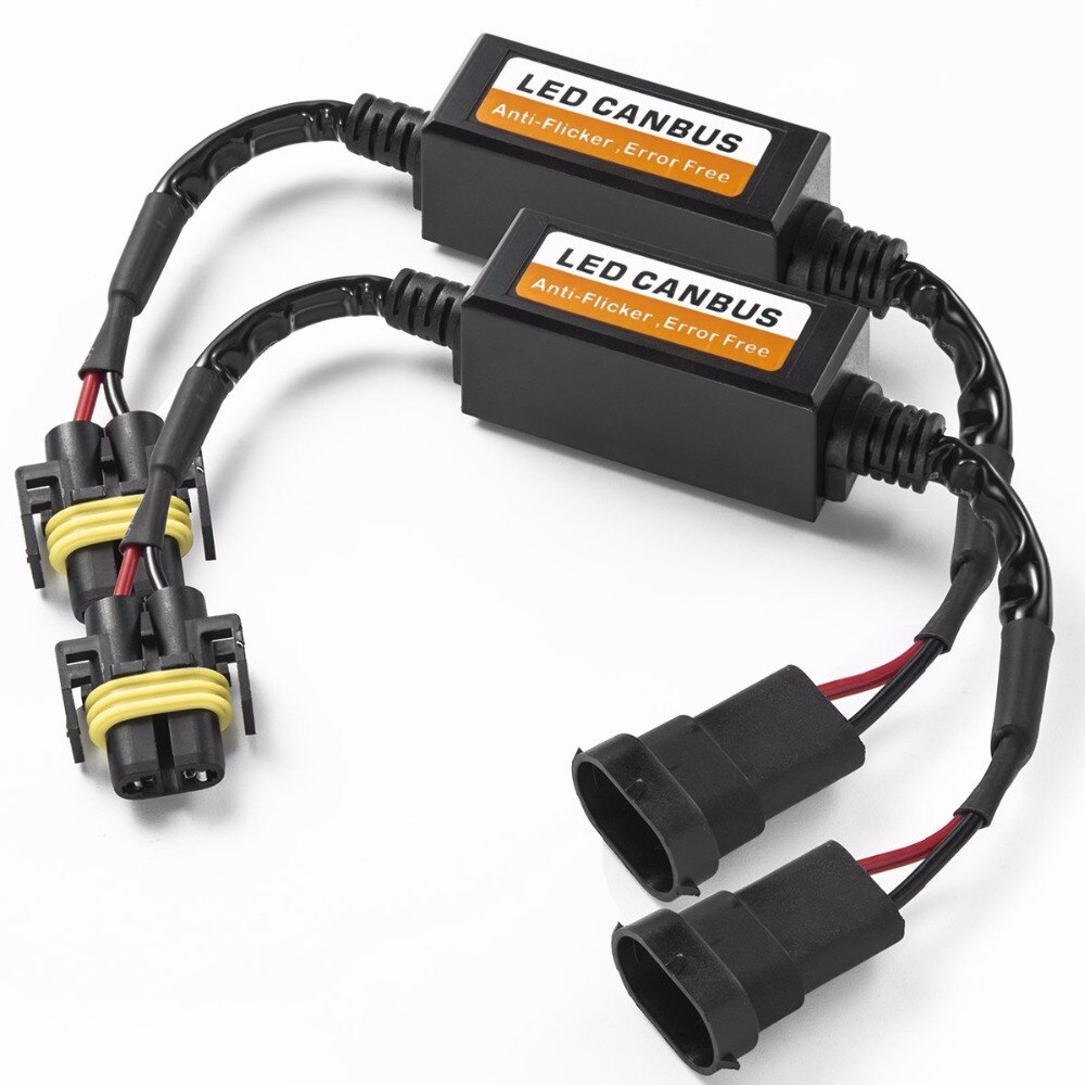 Pair H11 H15 H4 H7 9007 9005 LED CAN-BUS Warning Error Free Decoder Canceller Capacitor Anti-flicker Resistor harness Systems