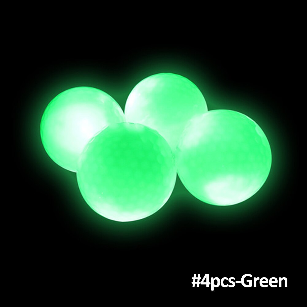 4 Pcs/Pack Night Flashing LED Golf Ball In The Dark Light Up High Hardness Waterproof Golf Practice Balls Training Supplies: Green