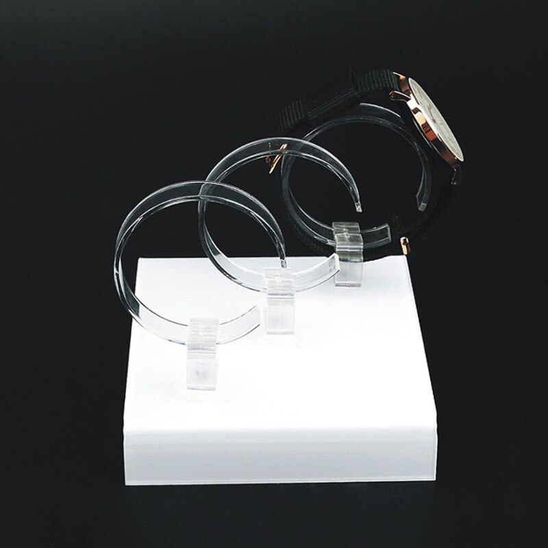 estante de exhibición para relojes, soporte de joyería, expositor acrílico para tres relojes, soporte transparente