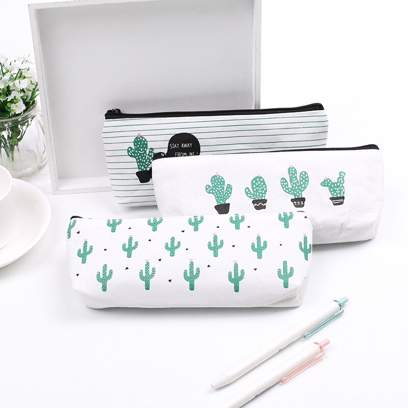 1 Leuke Etui School Etui Grote Cactus Canvas Potlood Gevallen Meisjes Pencilcase School Briefpapier Pensil Case Pen Box