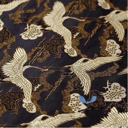Tela Jacquard bordada con libélula CF01 para Boda China tradicional, Cheongsam Qipao, tela de seda de Mora, bolso de bricolaje, Material: NO1 xianhe 50x74cm