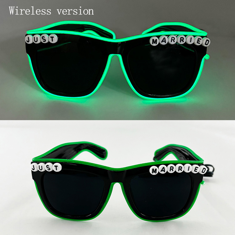 Wireless Led Jsut Married Sunglasses Bride Accessories Wedding As Honey Bride And Groom Glowing Wedding Heart Glasses: Dark Khaki