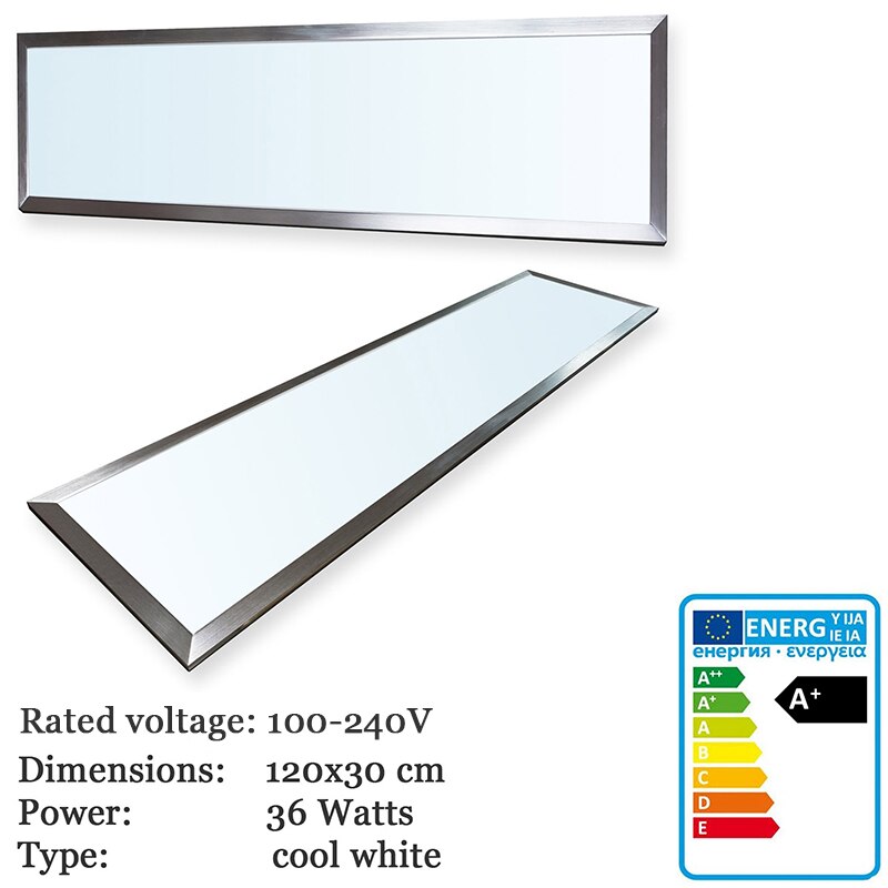 ThorX 1200x300mm Ultraslim LED Panel - 36W, 3000lm with mounting clips and led driver 100-240V, cool / warm / neutral white