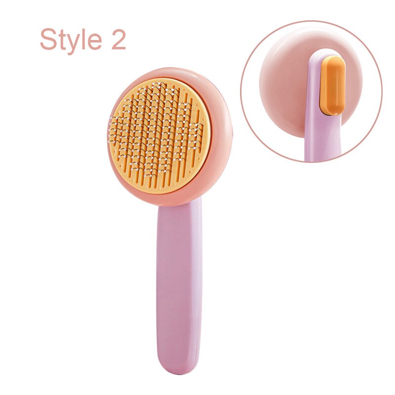 Pompoen Huisdier Borstel Zelfreinigende Slicker Brush Voor Verlies Hond Kat Grooming Kam Verwijdert Losse Underlayers En Verwarde Haar: Purple 2