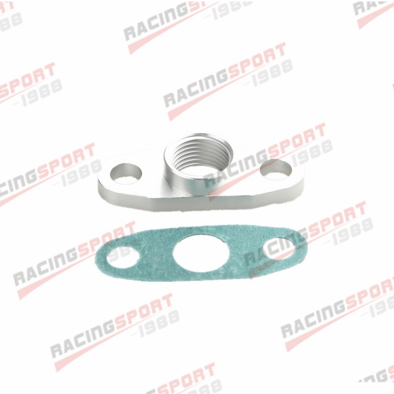 2PCS 1/2 NPT Female Aluminum Oil Drain Turbo Flange T3 T4 T04 GT40 GT55 Silver
