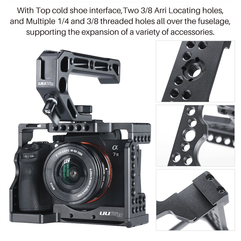 C-A73 Camera Cage for Sony a7iii A7R3 A7M3I Standard Arca-Style Quick Release Plate with Top Handle Grip Sony A7III Handgrip