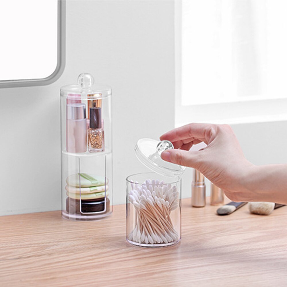 Transparant Acryl Cosmetische Box Make-Up Organizer Opbergdoos Plastic Container Wattenstaafjes Wattenschijfje Houder Tandenstoker Houder