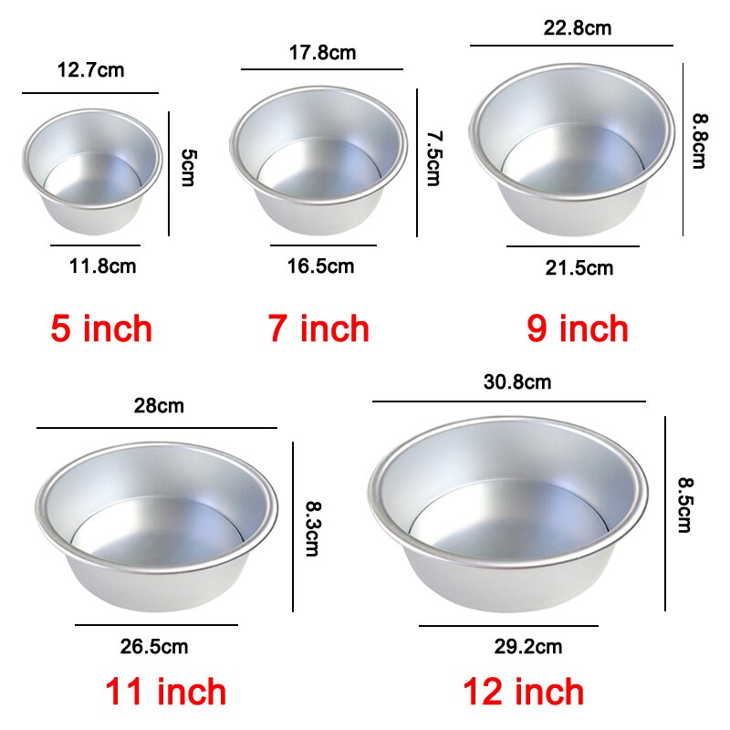5/7/9/11/12 Inch Cake Mold Aluminium Alloy Round DIY Cakes Pastries Mould Baking Tin Pan Kitchen Tool JS22