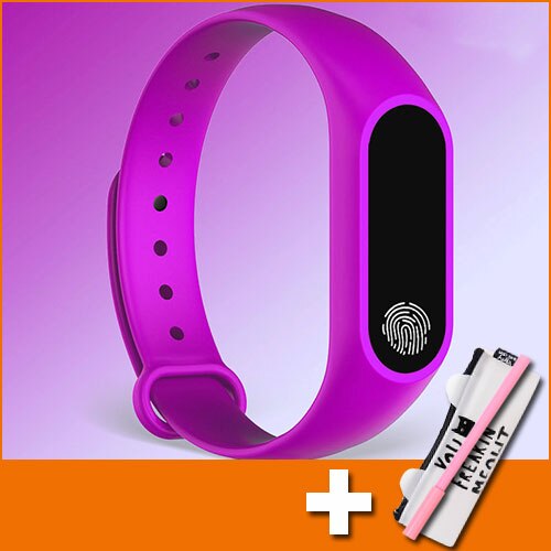 Digital ur børn børn ure til piger drenge armbåndsur elektronisk led armbåndsur sport studerende barn ur time: Lilla med gave