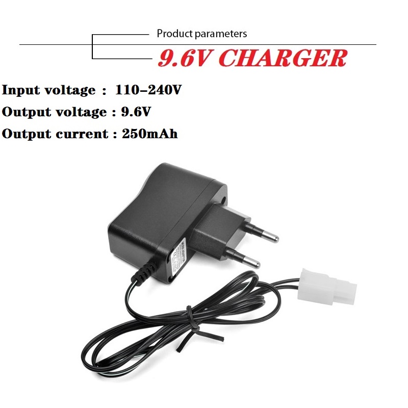 Chargeur 7.2v 9.6v pour batterie NiCd NiMH, entrée 100v-240v, sortie 7.2v 250ma avec prise Tamiya Kep-2p, prise 9.6v pour jouets RC: Gris clair